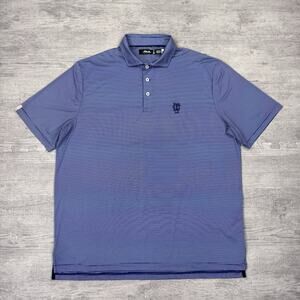 RLX Ralph Lauren Polo Shirt Men’s Size XL Blue Striped Dallas Country Club Golf